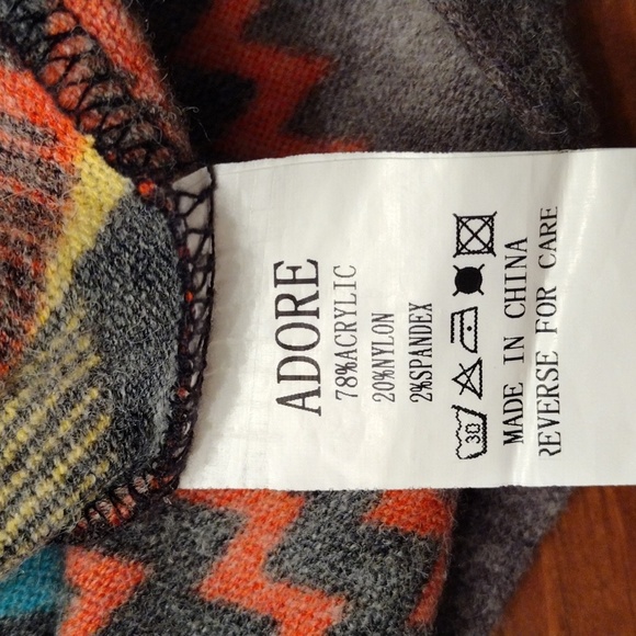 ADORE Sweater Dress, Size S, Dark Gray, Red, Blue, Yellow - Picture 5 of 6